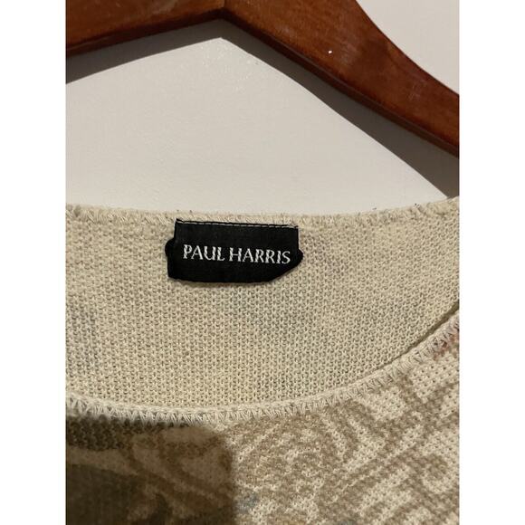 Vintage Paul Harris Pink Cottagecore Floral knit chunky sz L long sleeve scoop - Picture 2 of 7